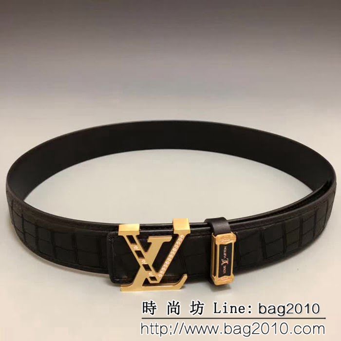 路易威登LV 南非野生鹿皮 鑲鑽 高端男士皮帶 LHG1797